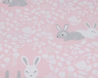 Cotton bunny rabbit Easter pink gray (9.90 EUR / meter)