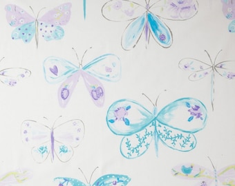 Cotton butterflies lilac turquoise, fabric for children