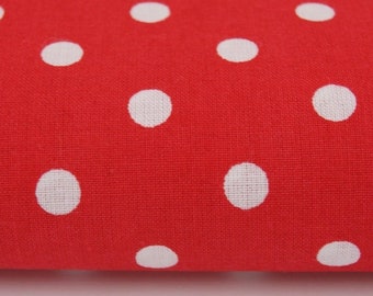 Cotton dots white on red polka dots (9,90 EUR / meter)