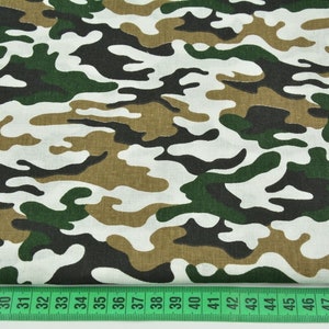 Baumwolle Camouflage grün beige weiß ÖkoTex 100 Stoff Maske 11,00 EUR / Meter Bild 2