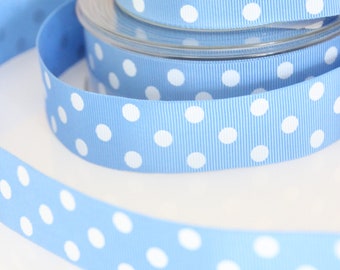 3 m grosgrain ribbon blue dots width 2.5 cm