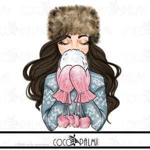 L’hiver CLIP ART, clipart mode, fashion doll clipart, illustration de mode, bundle clipart poupée, neige jour clipart, brune et rousse