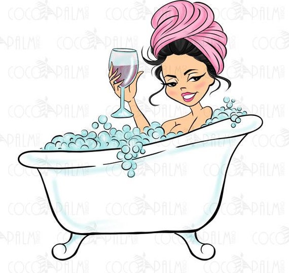 Fashion Clipart Light Skin Bubble Bath Clipart Cute Girl Clipart Planner Girl Digital Clipart Bathroom Clipart Drawn Fashion Girl Doll Bath