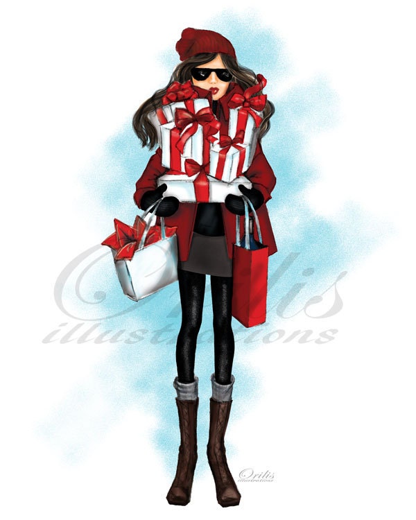 CHRISTMAS DASHBOARD GIRL Winter Fashion Illustration - Etsy