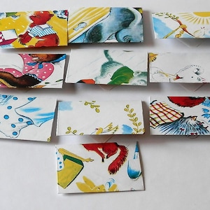 9 envelopes reciclados || Livro de histórias infantis Envelopes reaproveitados feitos à mão || Mini envelopes reciclados seláveis para vale-presente de livro ilustrado