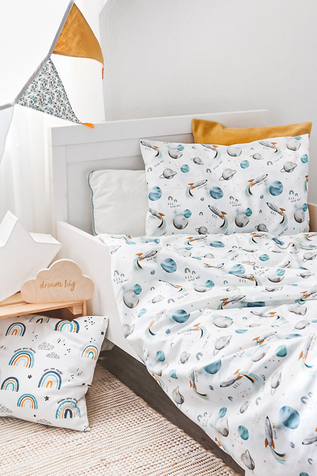 Nursery Linen Baby Bedding Quilt and Pillow Etsy