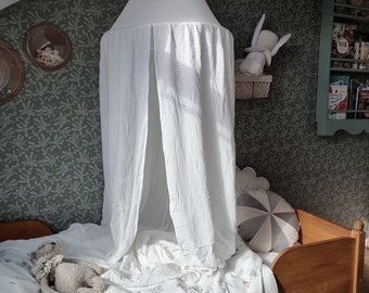 Cream muslin canopy, thick cotton, cream bed canopy, organic canopy, kids canopy, gots canopy, crib canopy, tent canopy