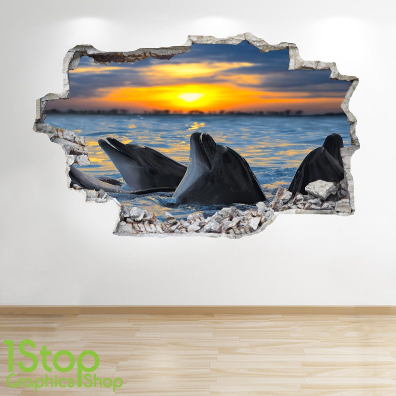 SEAL WALL STICKER 3D LOOK OCEAN SEA DOLPHIN PARADISE BEDROOM LOUNGE Z701 SEAL WALL STICKER 3D LOOK OCEAN SEA DOLPHIN PARADISE BEDROOM LOUNGE Z701