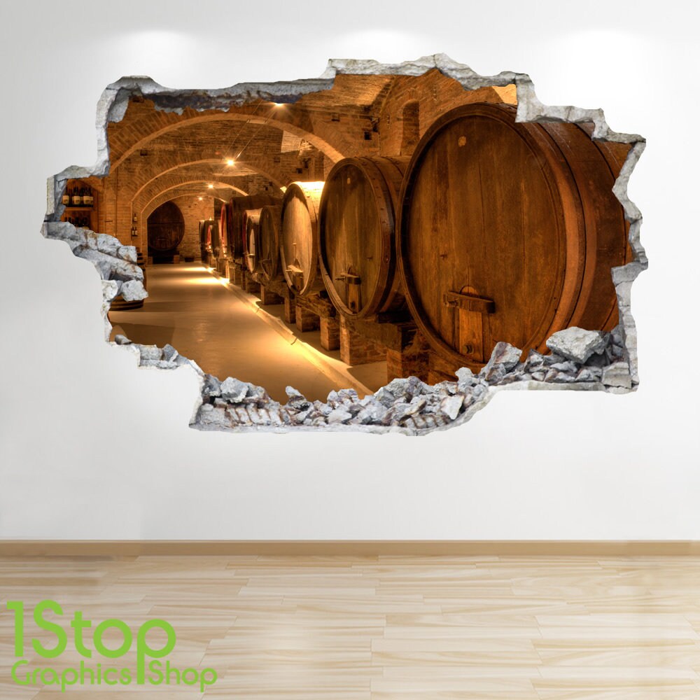 Wine Cellar Wall Sticker 3d Look Bedroom Lounge Wine Beer Etsy