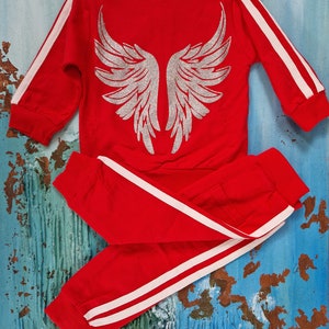 Personalised baby Tracksuit, Angel Wings, 2 Piece Outfit, Baby Zip Up Tracksuit, Babies