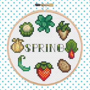 Stardew Valley - Spring Crops Cross Stitch Pattern Pixel Art