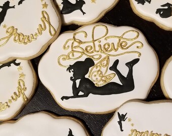 2 Dozen Never Grow Up Cookies, Peter Pan Favors, Thinker Bell Treats,