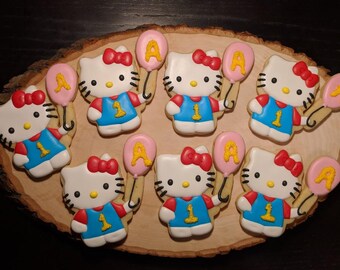 2 Dozen Hello Kitty Cookies, Birthday Favors, Baby Shower Treats, 1st Birthday Cookies