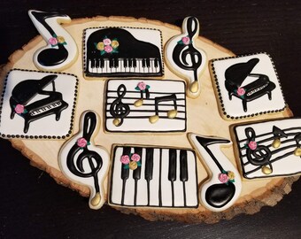 2 Dozen Piano Cookies, Musical Notes Favors