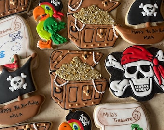 2 Dozen Pirate Cookies, Parrot treats, Treasure favors for Birthdays