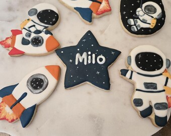 2 Dozen Astronaut Cookies, Rocket Favors, Outer Space Treats, 1st Birthday Cookies