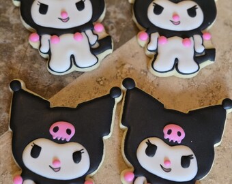 2 Dozen Kuromi Cookies, Hello Kitty Cookies, Birthday Cookies, 1st Birthday Favors