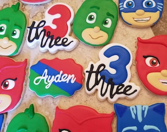 2 Dozen PJ Mask Cookies, Superheroes Favors, Kids Treats
