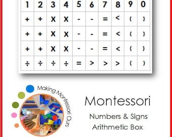 Montessori Arithmetic Signs and Numbers Box/ Montessori Math /School License