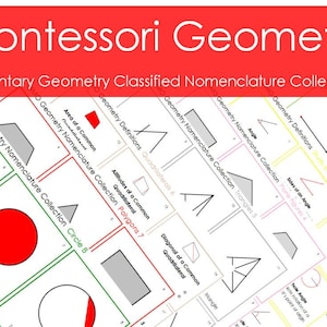 Colección de Nomenclatura Geométrica Montessori *PDF* ¡Oferta! 9.99! Amplia colección de conceptos y definiciones de geometría para primaria y primaria.