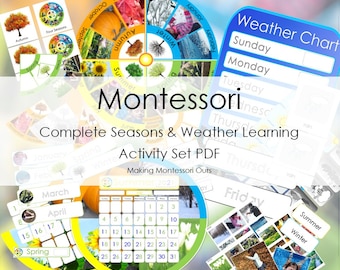 Complete Montessori Seasons, Calendar & Weather Learning Activity Set PDF SALE