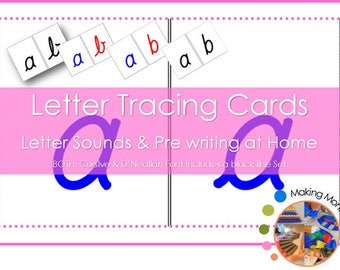 Montessori Cursive & D'nealian Sandpaper Letters