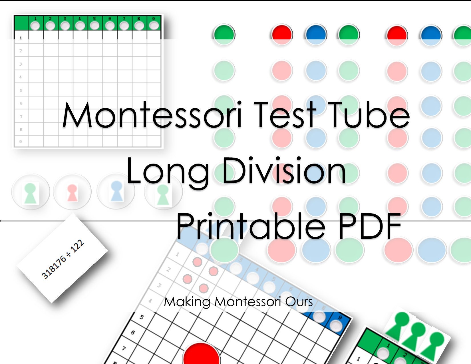 montessori test tube division package long division pdf etsy