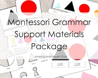 Símbolos gramaticales Montessori, materiales de aprendizaje (PDF)