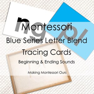 Tarjetas de calco de letras en papel de lija con mezcla de letras de la serie azul Montessori en formato PDF