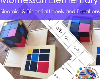 Montessori Binomial & Trinomial Cube Labels and Equations, PDF, Elementary Math, Algebra