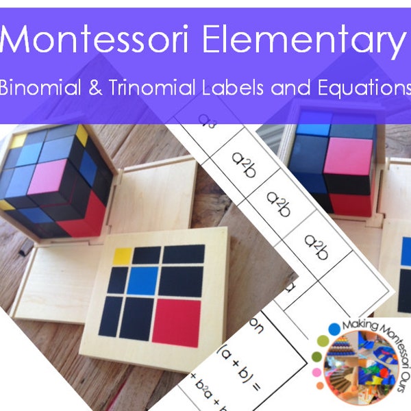 Montessori Binomial & Trinomial Cube Labels and Equations, PDF