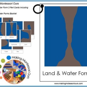 Montessori Land & Water Form and Air 3 Part Cards with Definitions, Booklet and instructions, Large Land and Water Form Mat, PDF image 3