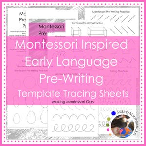 Montessori Early Language Pre-Writing Tracing Template Sheets, Line, Shapes, and Geometric Solids