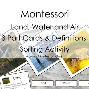 Montessori Land & Water Form and Air 3 Part Cards with Definitions, Booklet and instructions, Large Land and Water Form Mat, PDF image 7