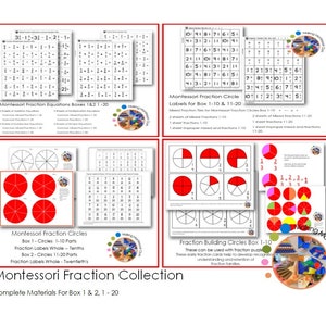 Compleet Montessori-leerpakket breuken pdf/ vroege breuken, elementaire breuken