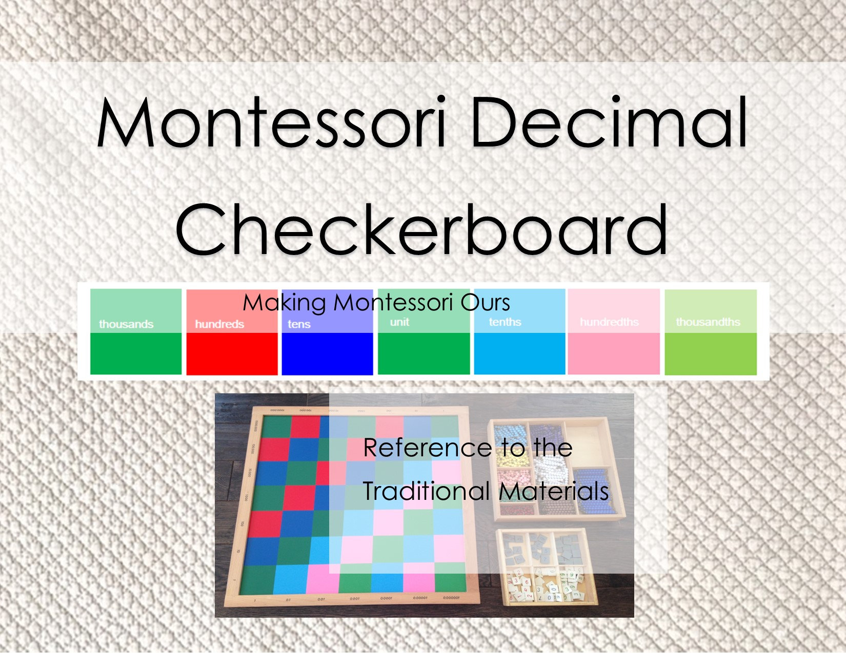 Montessori Decimal Checker Board & Support Materials / Montessori Math