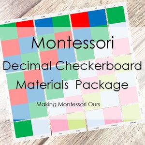 Montessori Decimal Checker Board & Support Materials, Montessori Math PDF, Teach Decimals