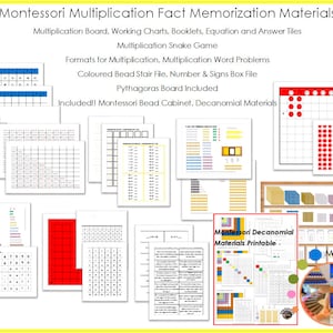 Montessori Multiplication Fact Memorization Materials PDF, This is a HUGE Multiplication Fact Learning Set