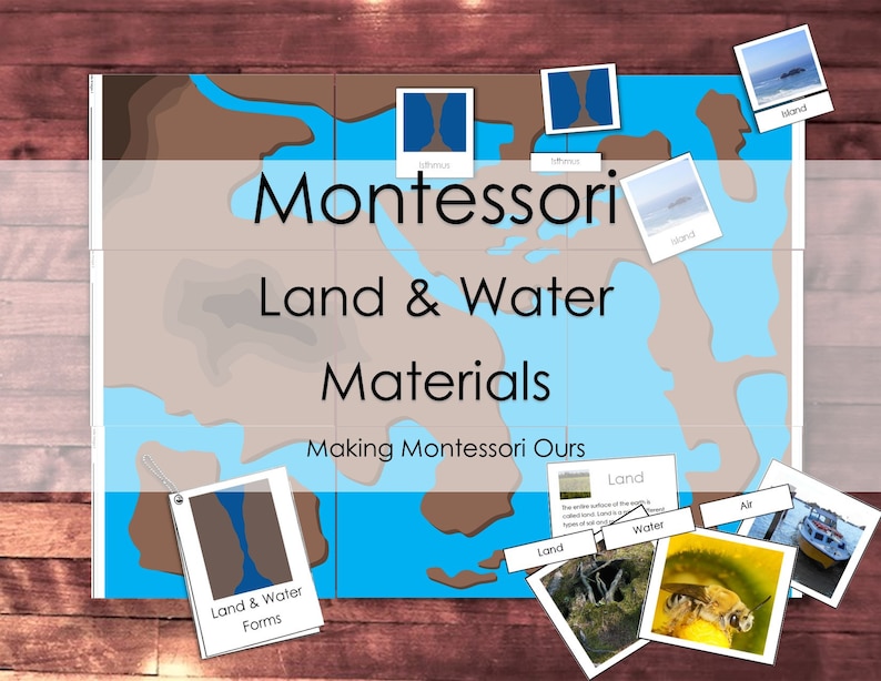Montessori Land & Water Form and Air 3 Part Cards with Definitions, Booklet and instructions, Large Land and Water Form Mat, PDF image 2
