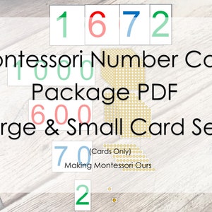 Montessori Large and Small Number Card Package PDF, Place Value and Math operations Learning