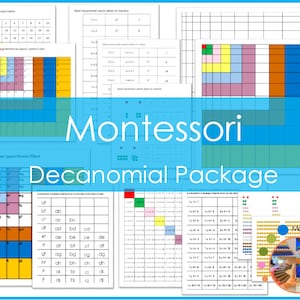 Montessori Decanomial Layout PDF Printable Package, Concrete Multiplication Table Layout 1-10