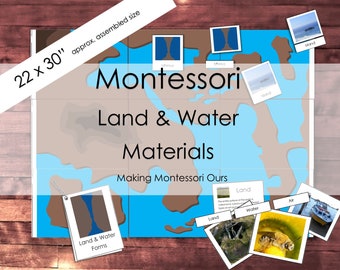 Montessori Land & Water Form and Air! 3 Part Cards with Definitions, Booklet and instructions, Large Land and Water Form Mat, PDF