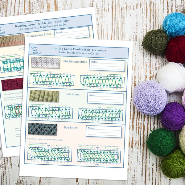 Basic and Advanced Loom Knit Stitch Reference Guide Set