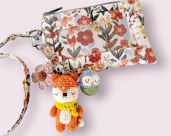 Themed Keychain &  ID Zippered Wallet with Lanyard