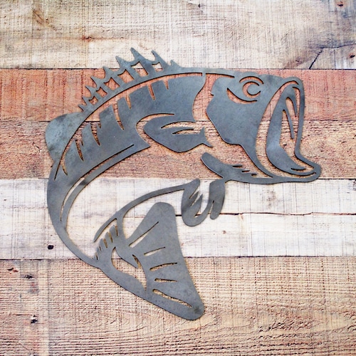 Metal Bass Sign fish Sign fish Art bass Art-fishing Gifts | Etsy