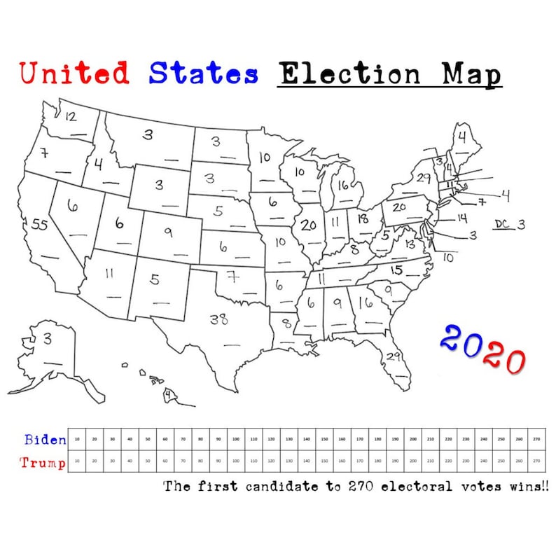 Printable Election Map Results Coloring Page Etsy