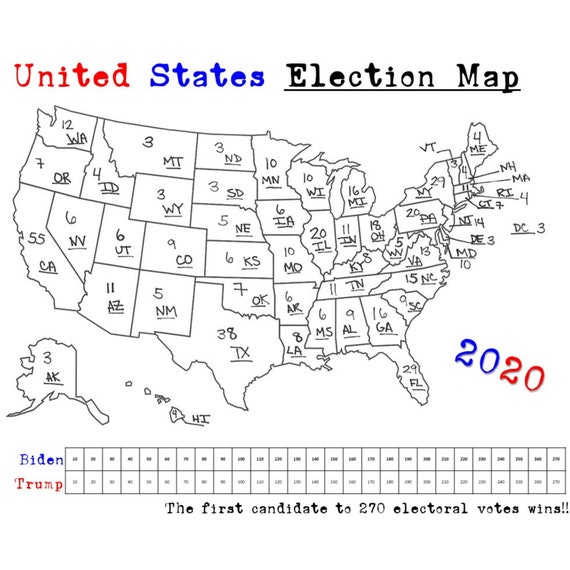 Printable Election Map Results Coloring Page | Etsy