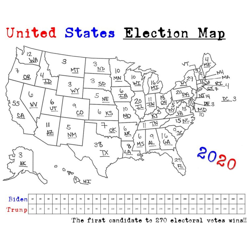 Printable Election Map Results Coloring Page Etsy