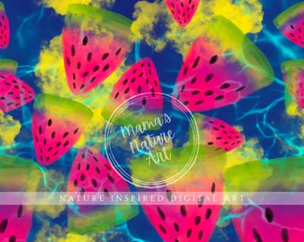 Watermelon Seamless Pattern, Summer PNG File (Digital Download)