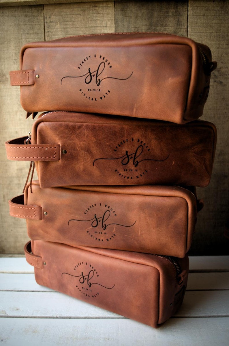 Amazing Groomsmen Personalized Gift Leather Toiletry Bag Etsy
